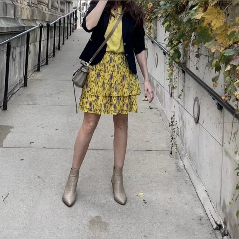 Banana Republic Yellow Floral Mini Skirt